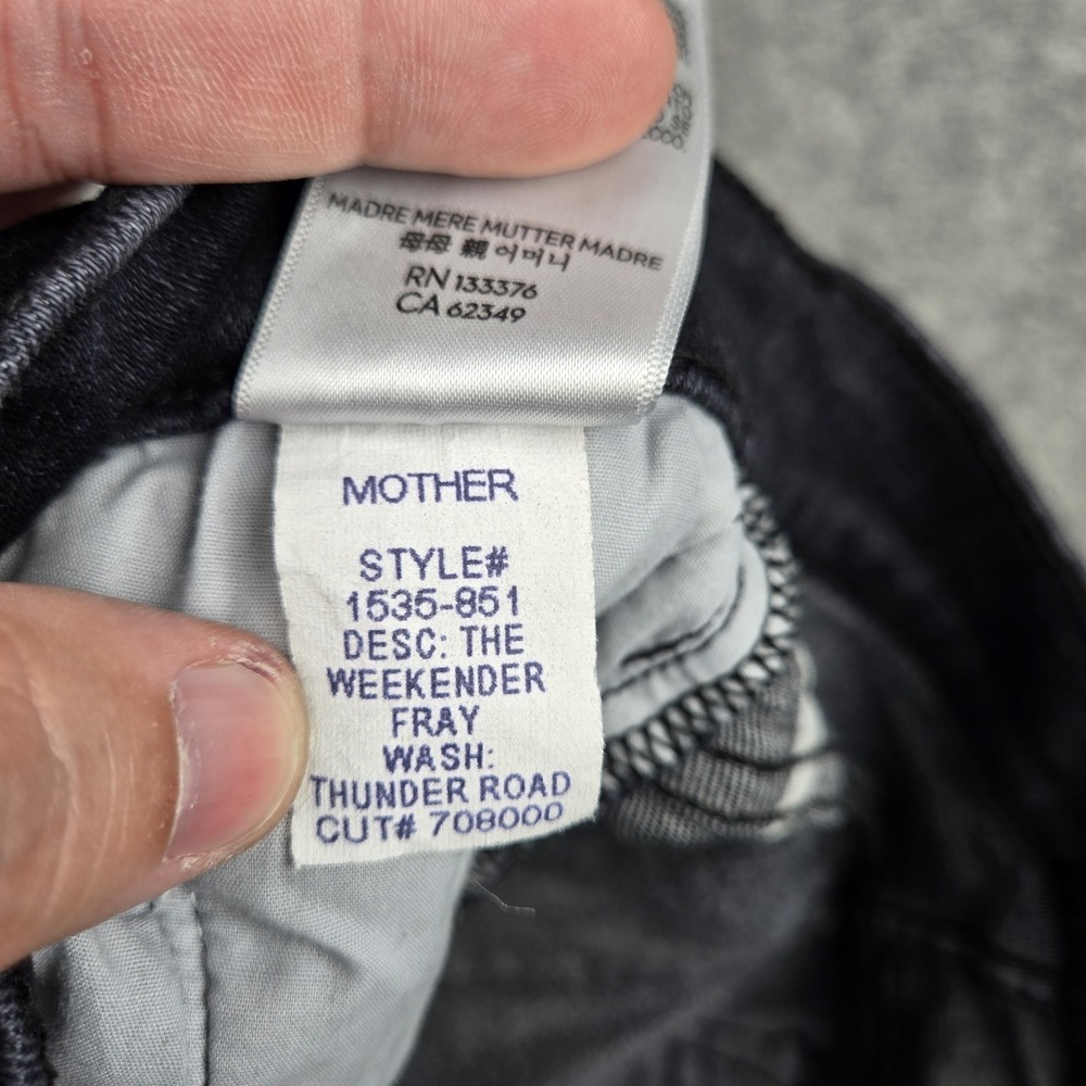 Mother Jeans Womens 28 The Weekender Fray Flare Thunder Road Black Denim Stretch - Picture 6 of 13
